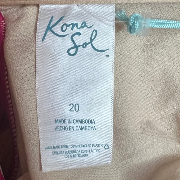 NWT Kona Sol Full Coverage One-Piece Swimsuit One‎ Shoulder Ruffle Pink - Picture 6 of 10